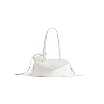 BALENCIAGA WOMEN'S CARRIE BOWLING BAG SMALL IN WHITE 8329202ABNP9016 (30.9*11.9*11.9cm)